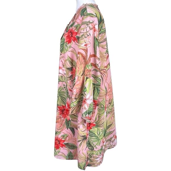 J.Jill Seashell Paradise Found Floral Tunic Top Dress Size 2X Bell Sleeve Pink - Picture 10 of 16